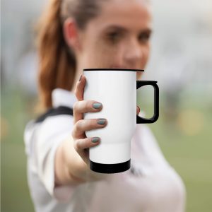 White Glossy Steel Coffee Mug 500ml – Durable Stainless Steel Cup For Hot & Cold Drinks | Office, Travel & Home Use